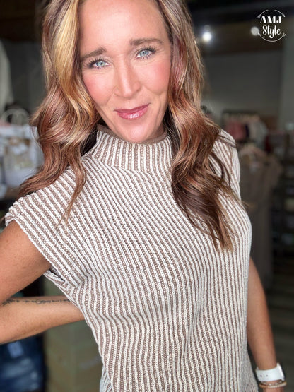 Cozy Cap Sleeve Sweater  - Mocha