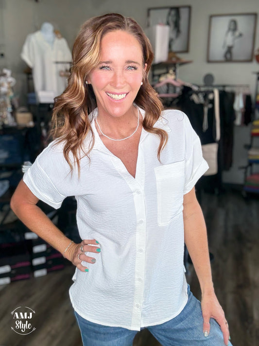 White Wash Crinkle Top