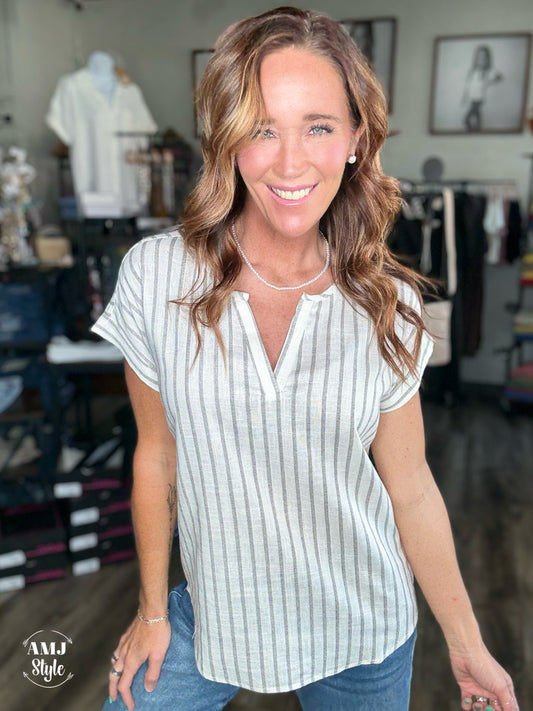 Linen Luxe Stripe Top
