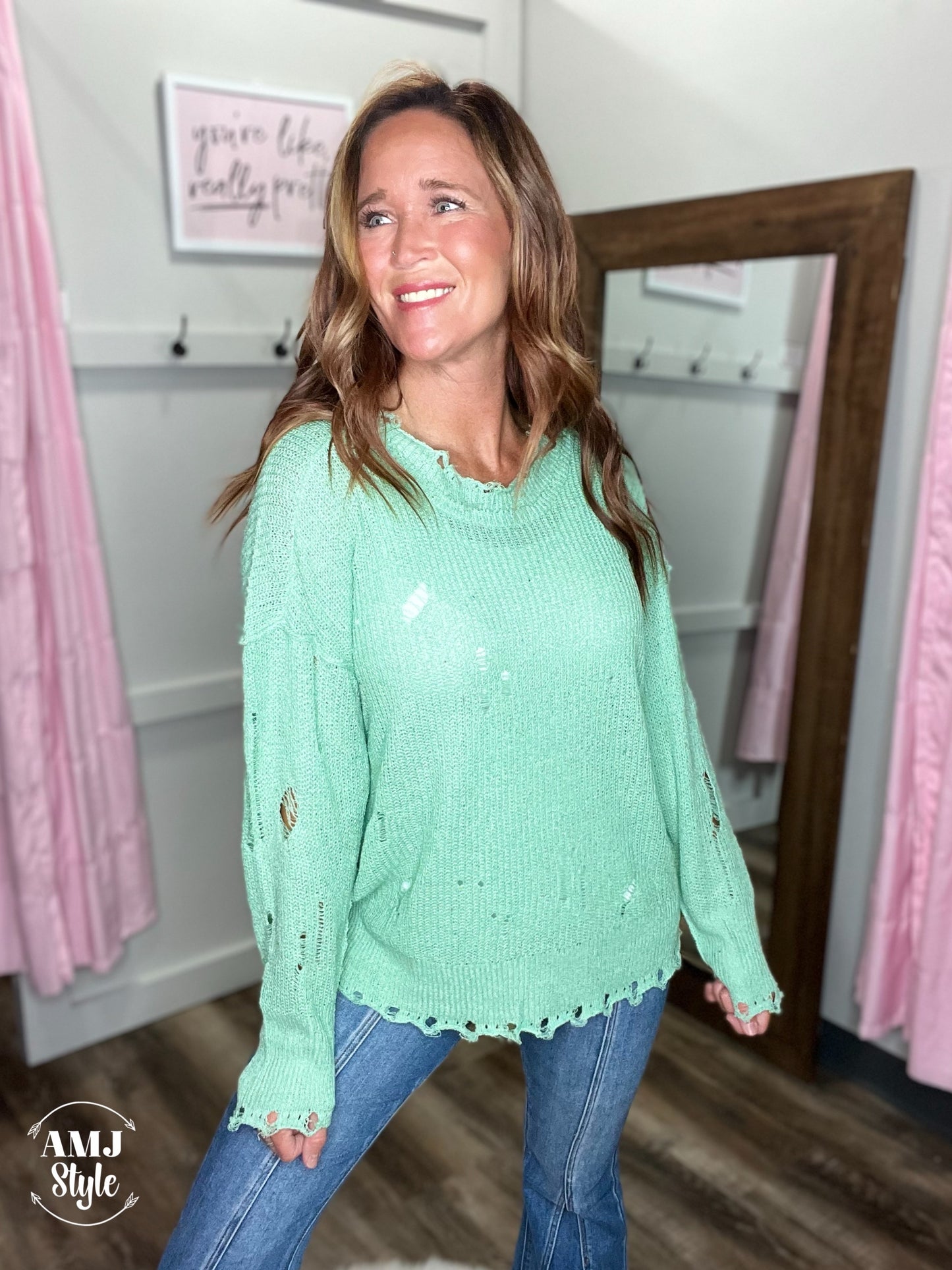 Drop Dolman Sleeve Sweater - Sage