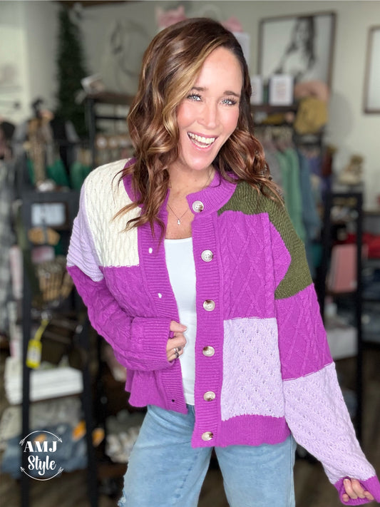 Purple Patchwork Sweater