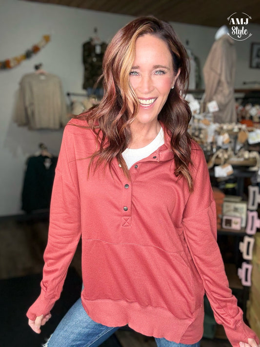 The Hangout Hoodie - Brick