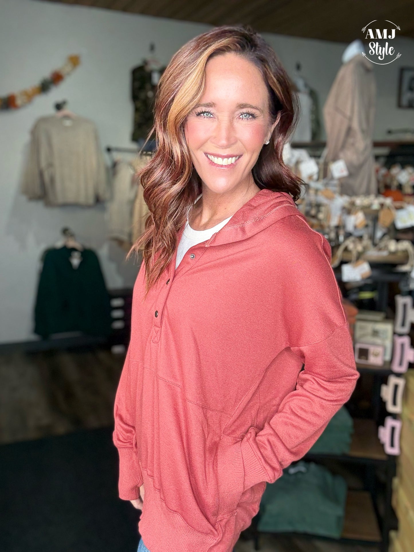 The Hangout Hoodie - Brick
