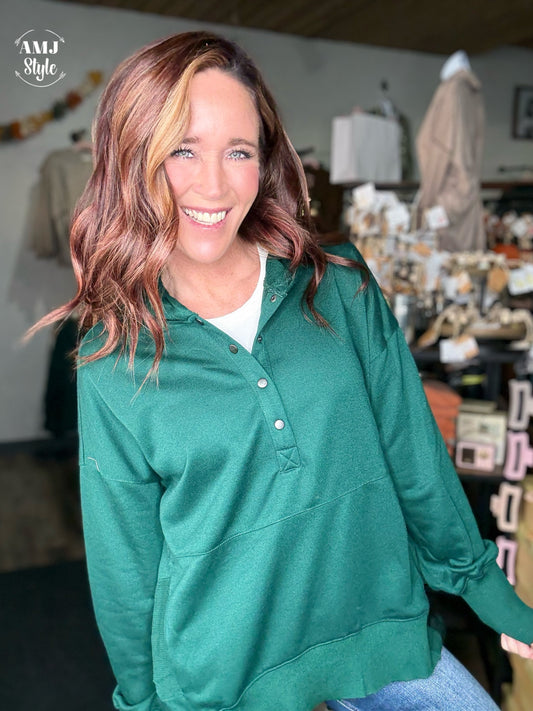 The Hangout Hoodie - Hunter Green