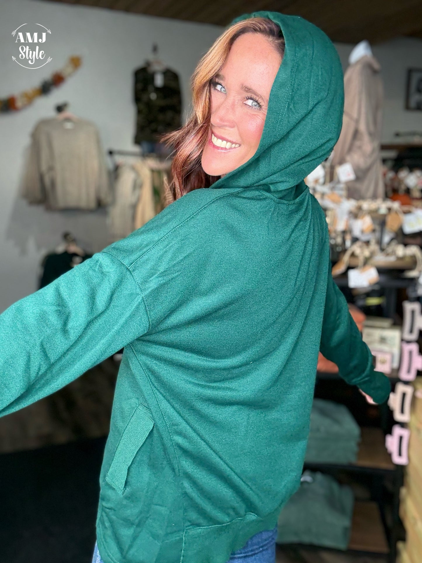 The Hangout Hoodie - Hunter Green