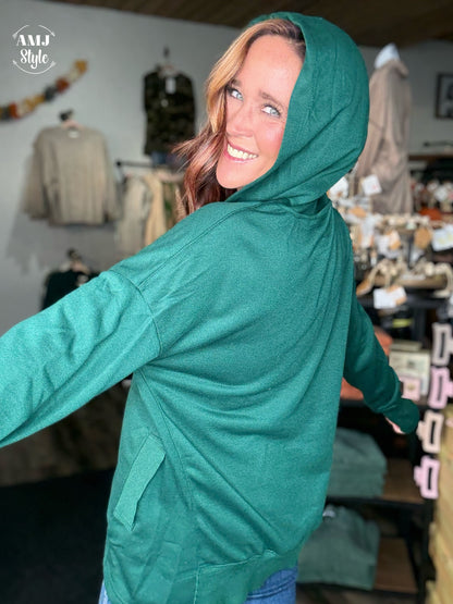 The Hangout Hoodie - Hunter Green