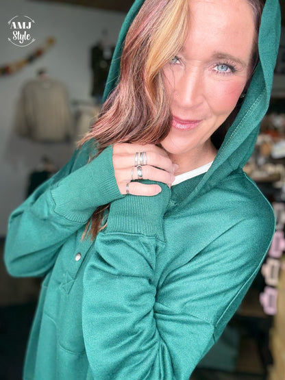The Hangout Hoodie - Hunter Green