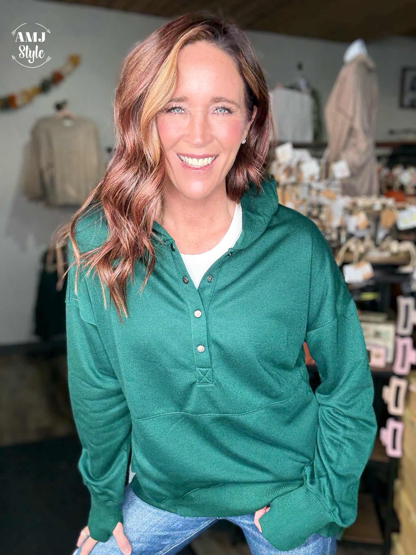 The Hangout Hoodie - Hunter Green