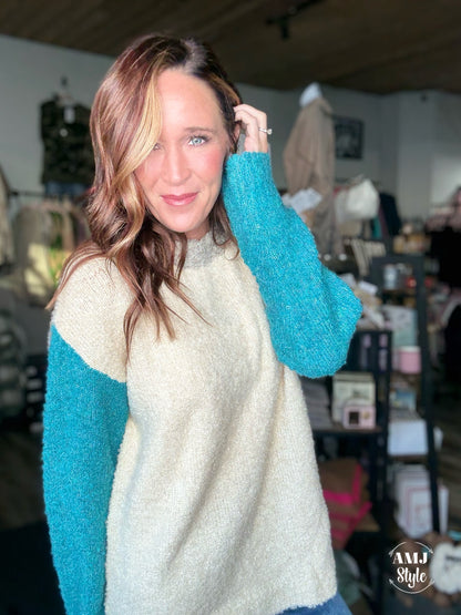 Plush Color Block Sweater