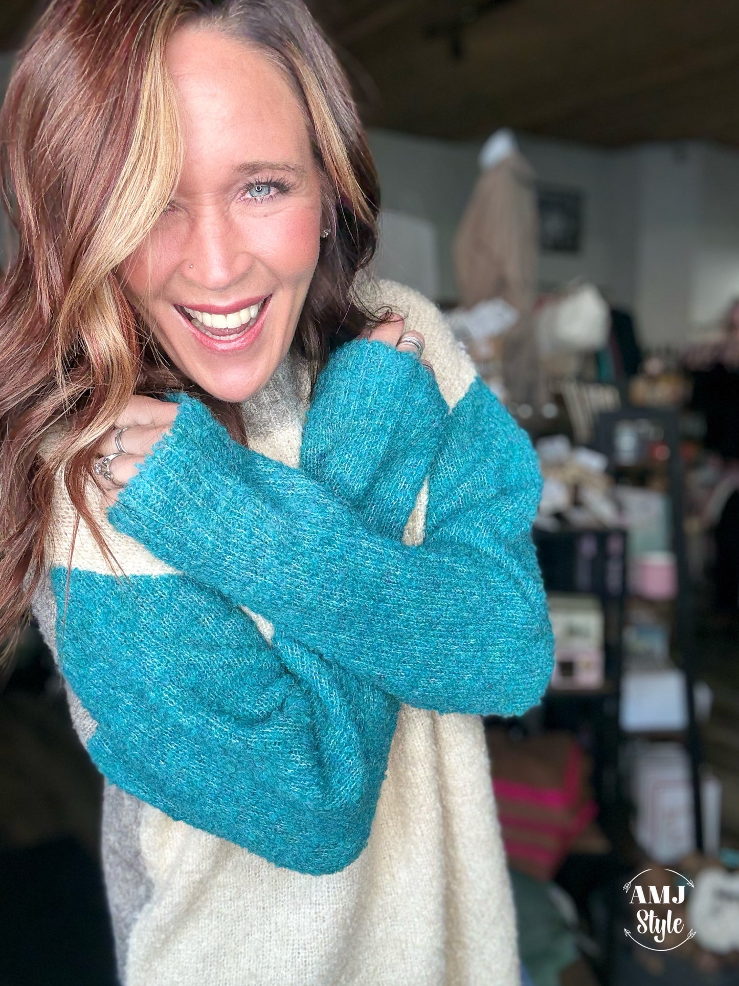 Plush Color Block Sweater