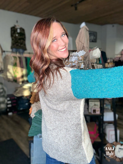 Plush Color Block Sweater