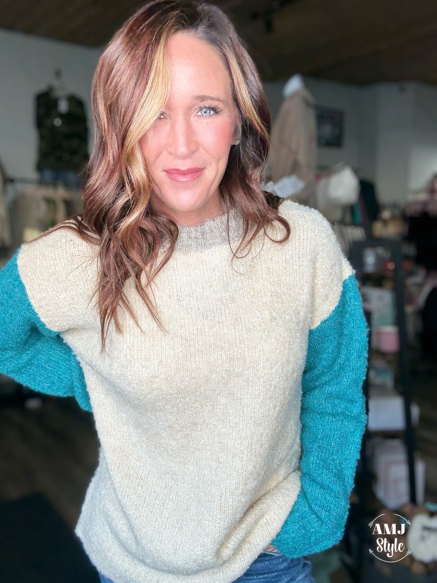 Plush Color Block Sweater
