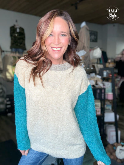 Plush Color Block Sweater