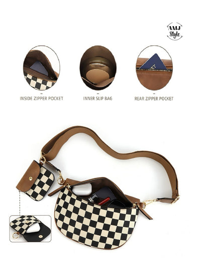 Duo Checkered Crossbody with Wallet