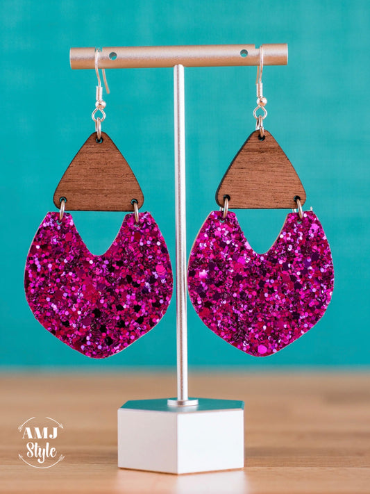 Enchanted Glitter Cork Dangles - Fuchsia