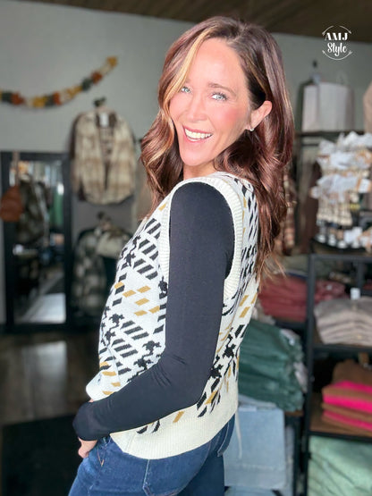 Harper Houndstooth Sweater Vest