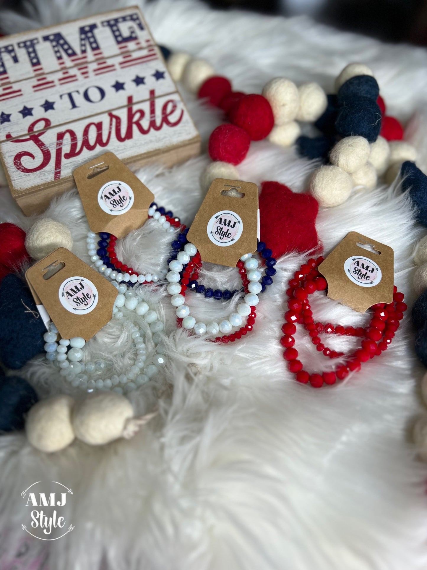 Americana Beaded Stack Bracelets