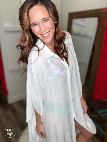 Button Down Kimono Cover Up