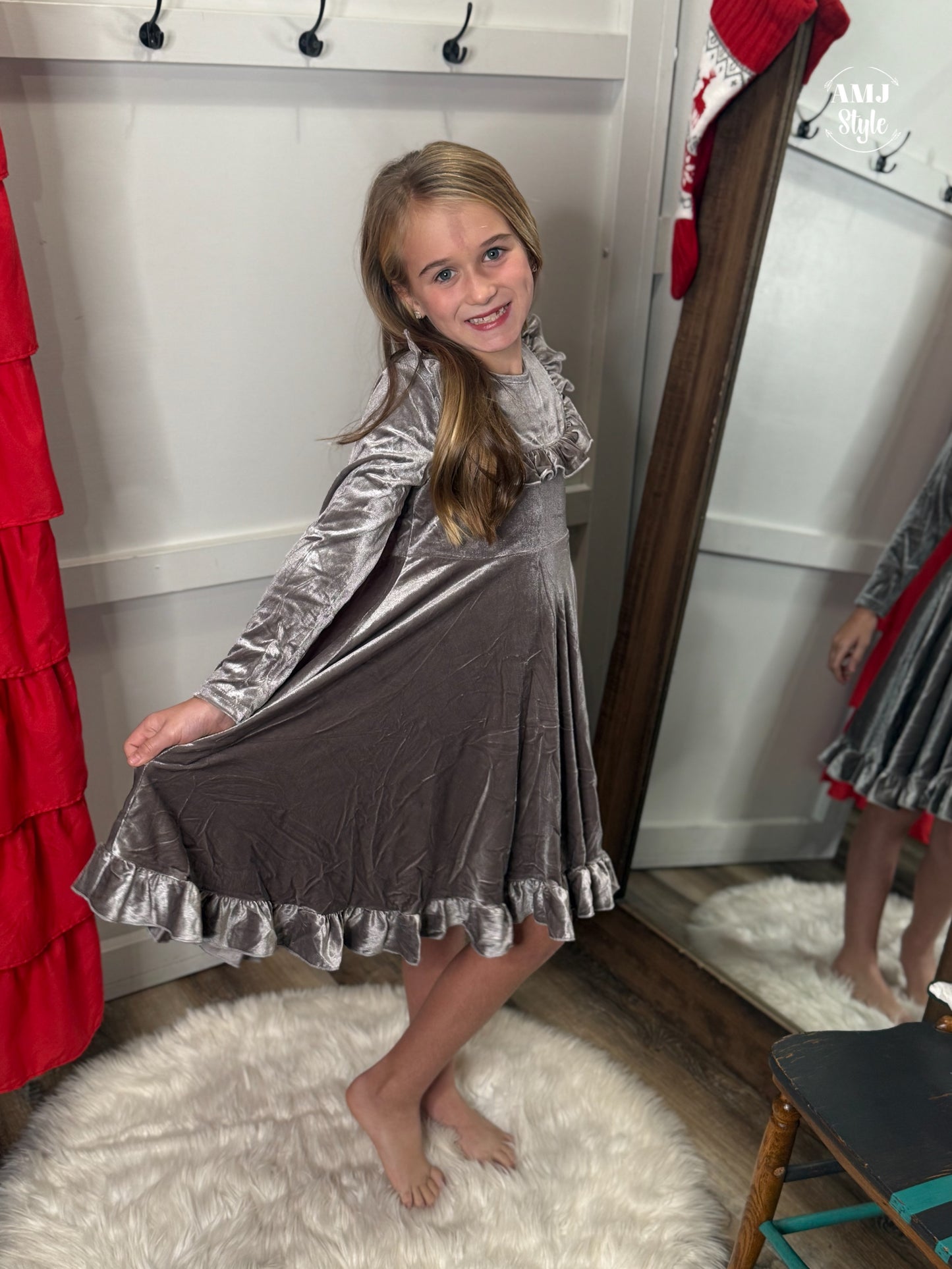 Silver Ice Velvet Kiddo Dress