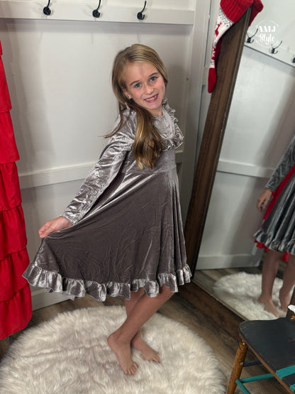 Silver Ice Velvet Kiddo Dress