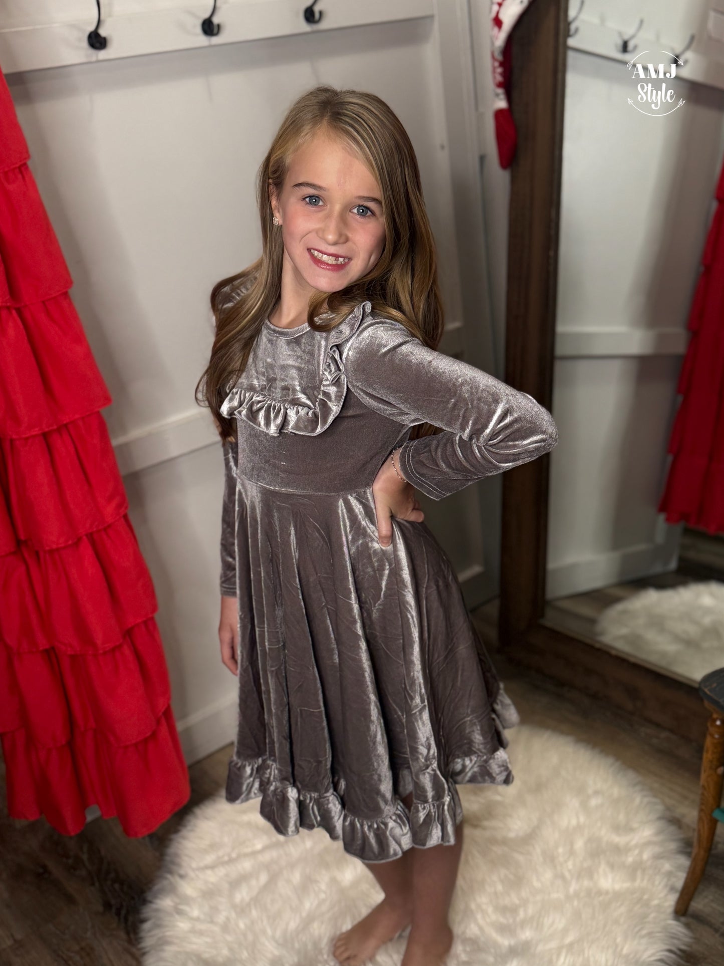 Silver Ice Velvet Kiddo Dress