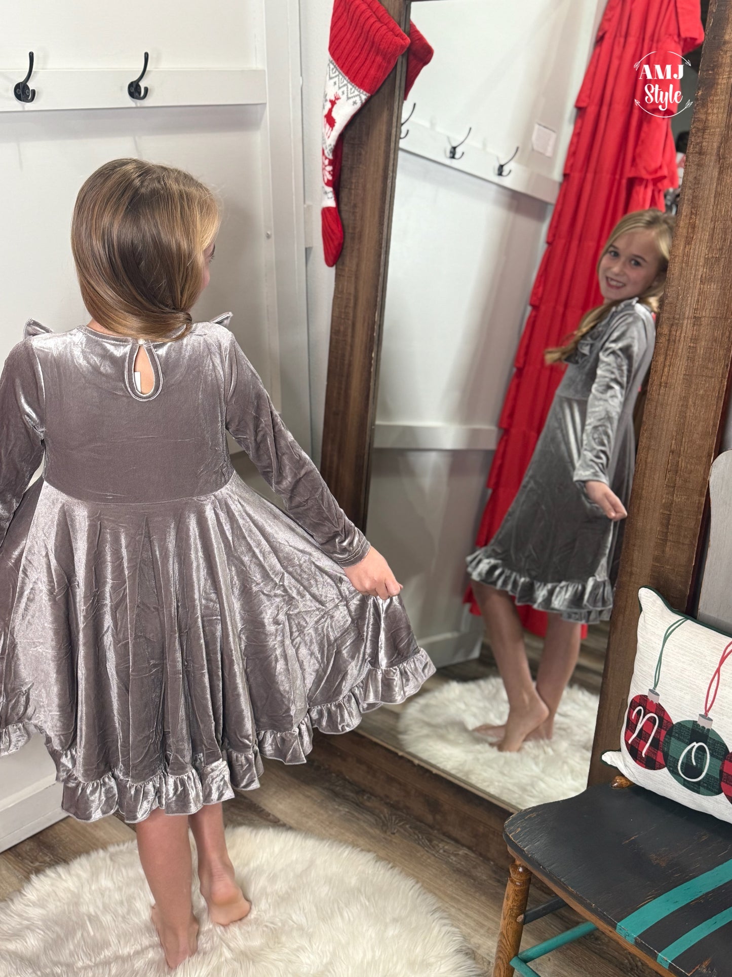 Silver Ice Velvet Kiddo Dress