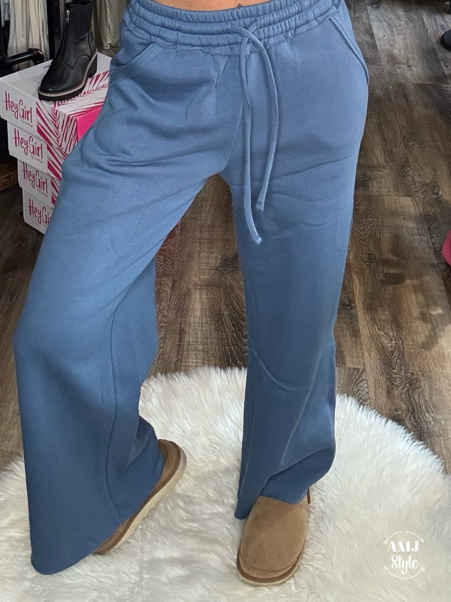 Lucy Fleece Lounge Pants - Dusty Blue