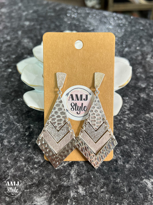 Silver Chevron Dangle Earrings