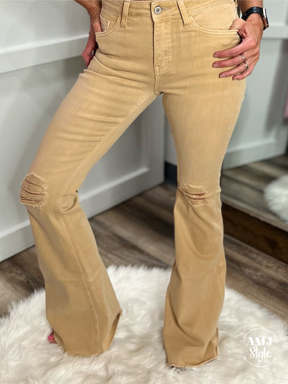 Bella Flare Denim - Smokey Tan