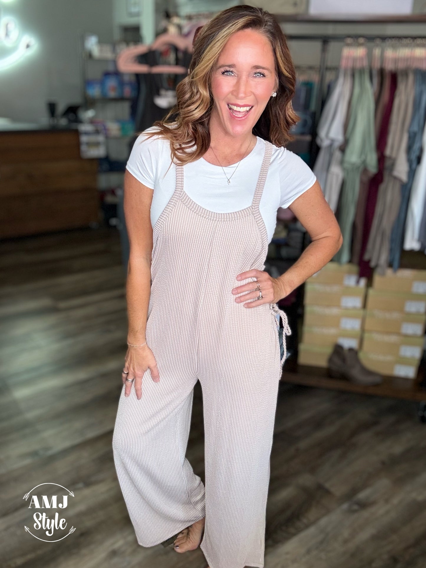 River Ribbed Jumpsuit - Oat