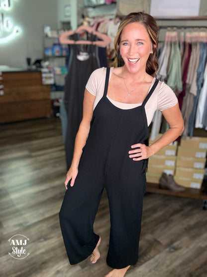 River Ribbed Jumpsuit - Black