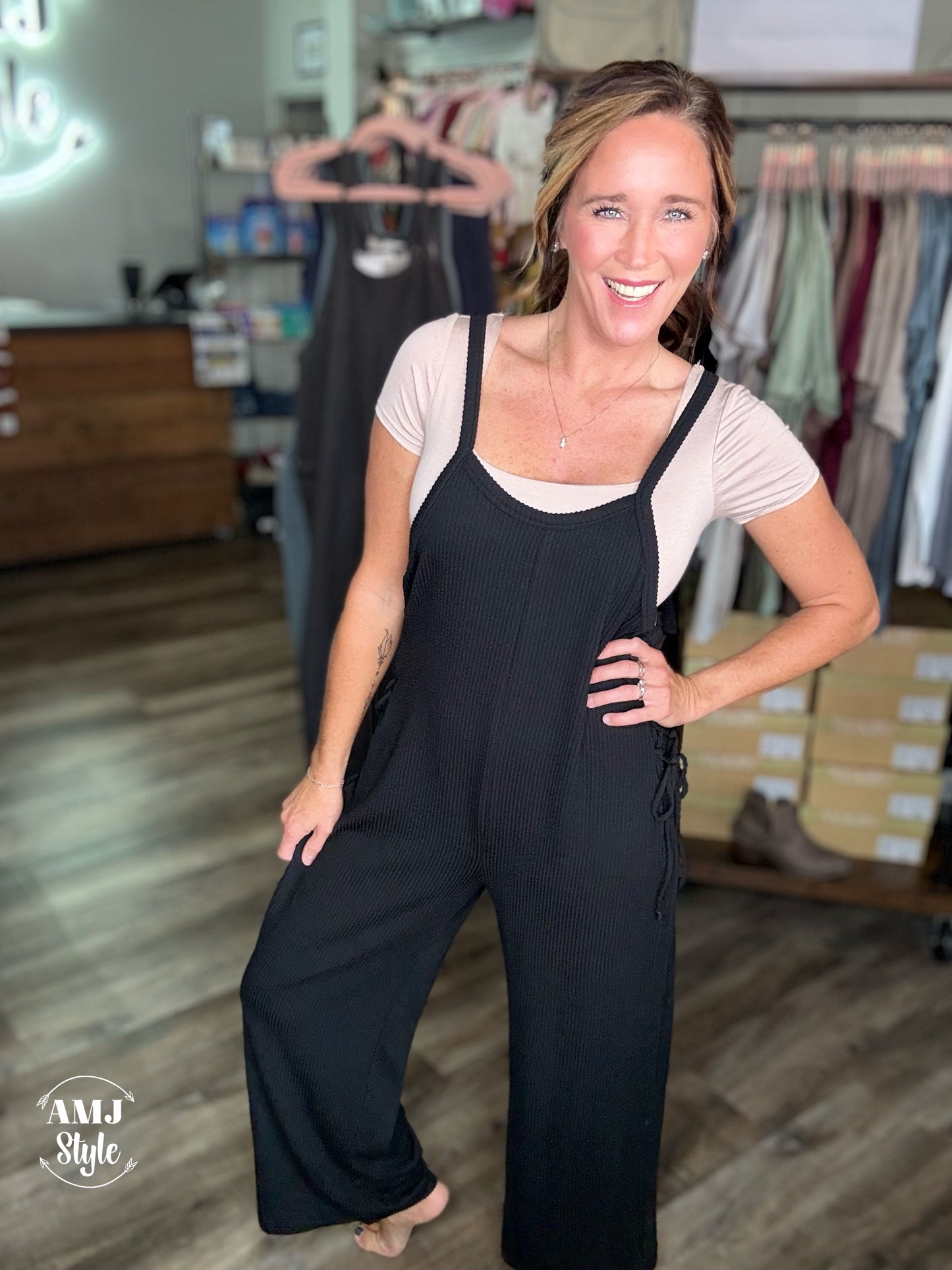 River Ribbed Jumpsuit - Black