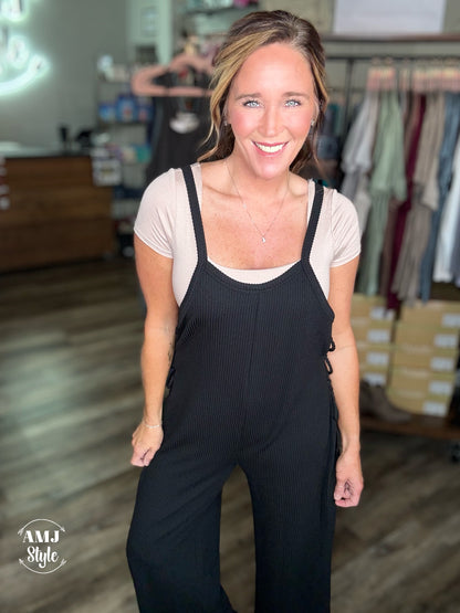 River Ribbed Jumpsuit - Black