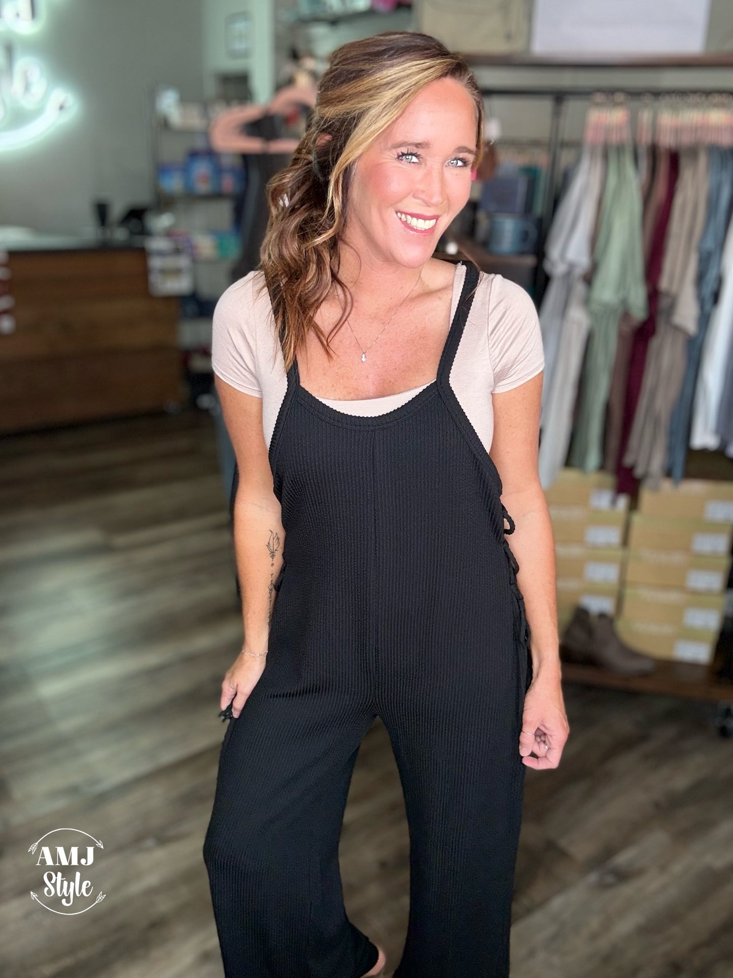 River Ribbed Jumpsuit - Black