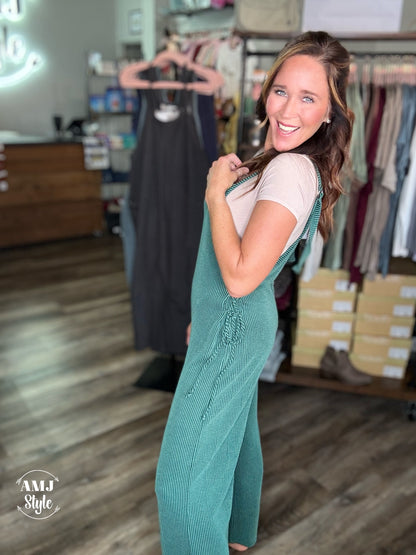 River Ribbed Jumpsuit - Forest Green