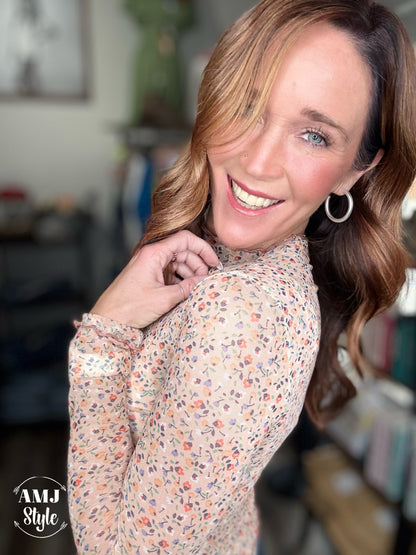 Blush Blossom Mesh Top