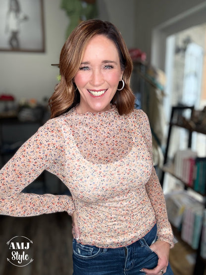 Blush Blossom Mesh Top
