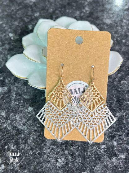 Duo Tone Filigree Earrings