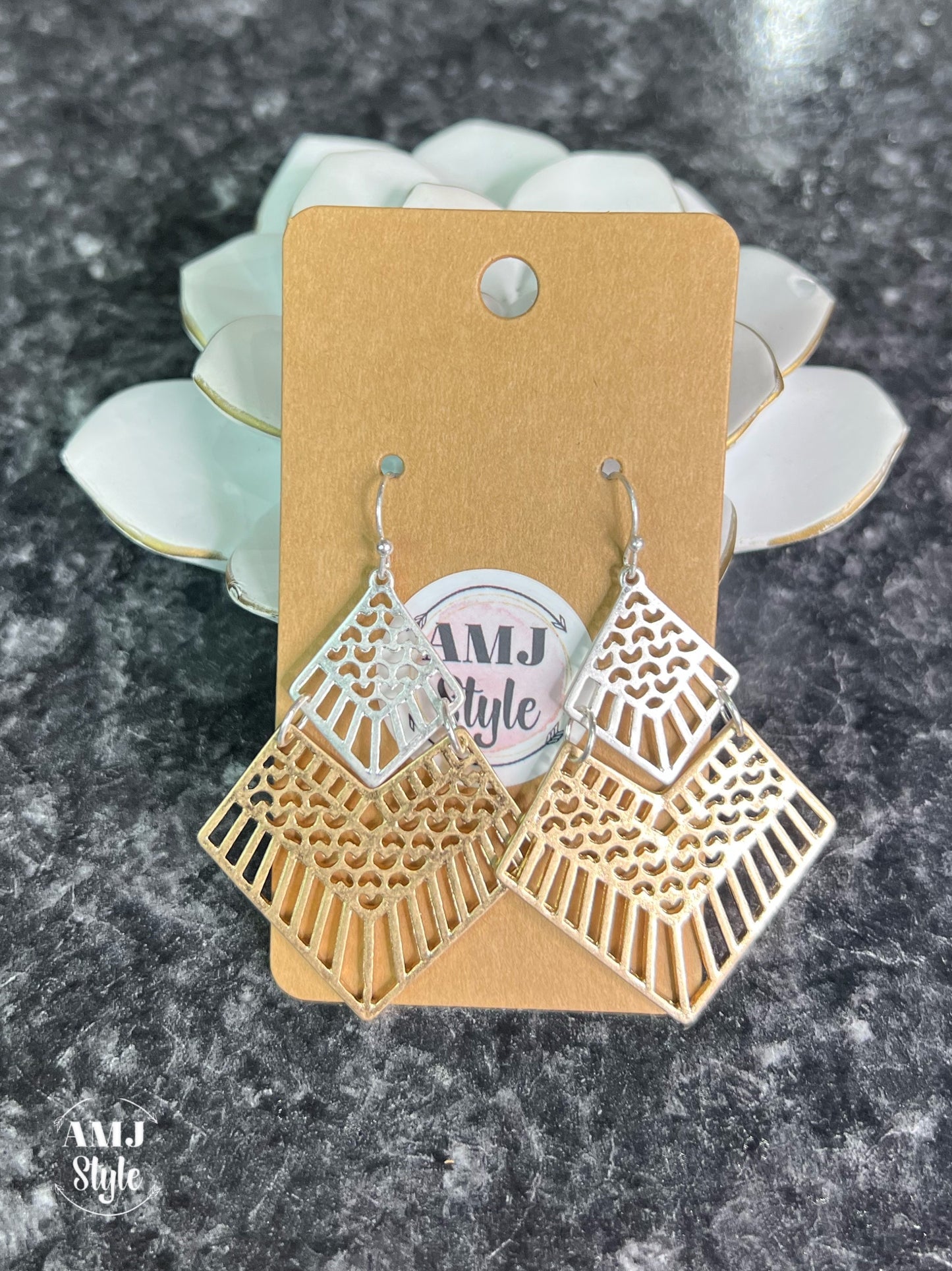 Duo Tone Filigree Earrings