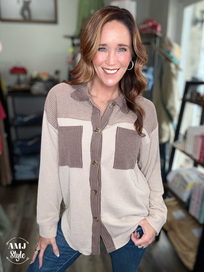 Neutral Crinkle Top