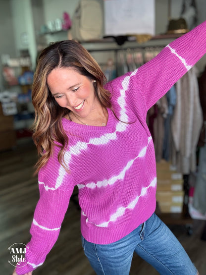 Sammi Tie Dye Sweater - Magenta