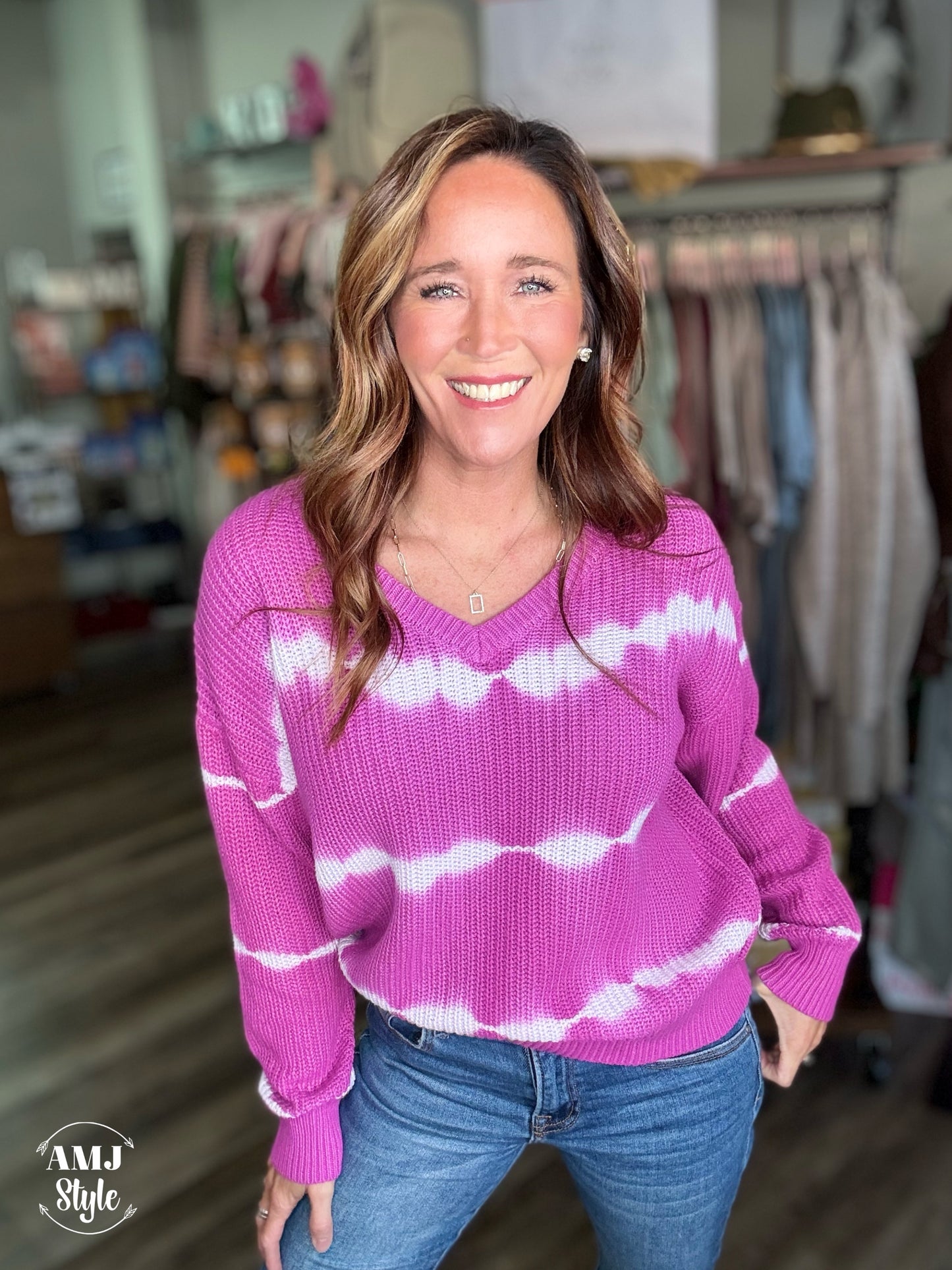 Sammi Tie Dye Sweater - Magenta