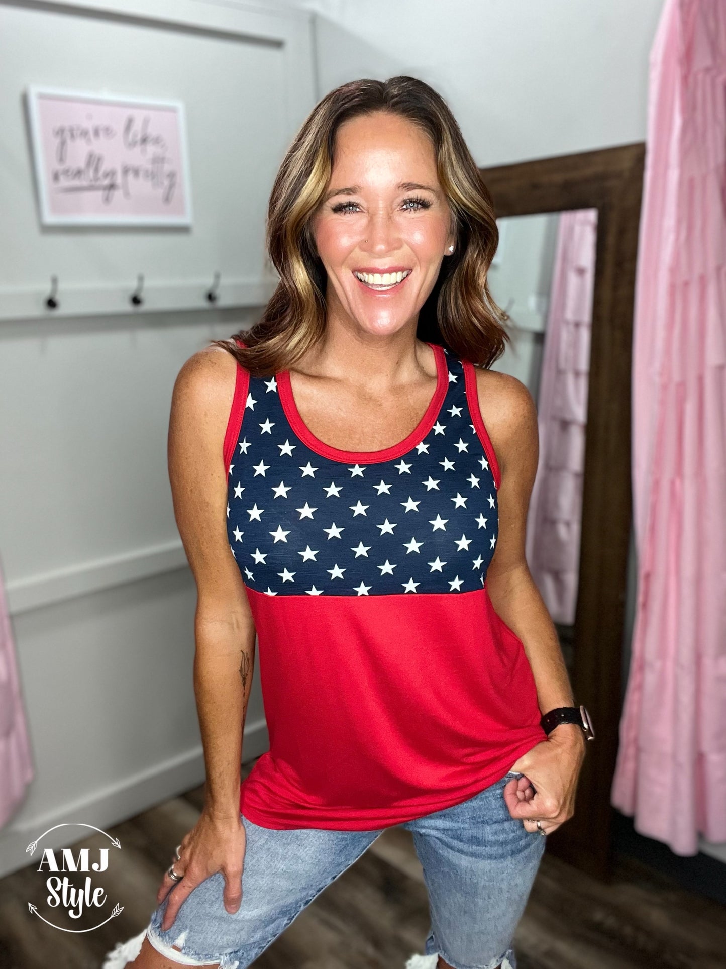 Red White & Blue Star Tank