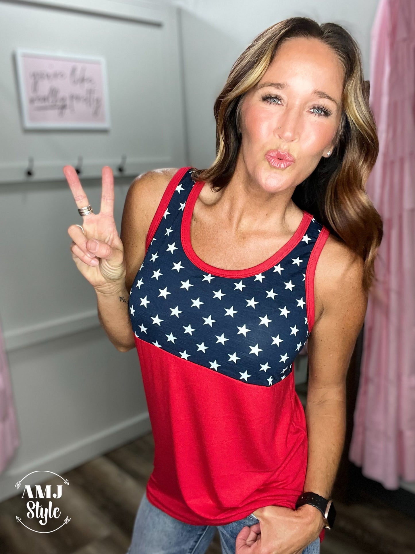 Red White & Blue Star Tank