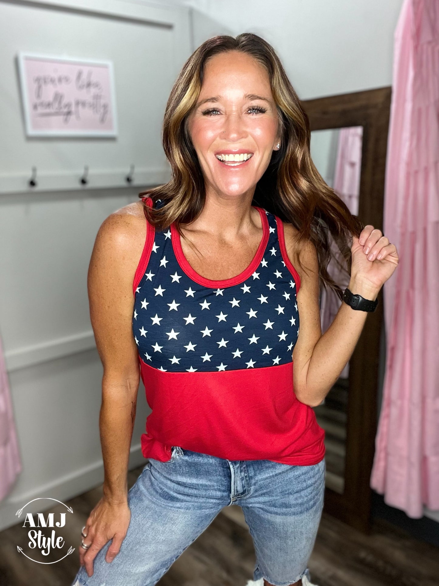 Red White & Blue Star Tank