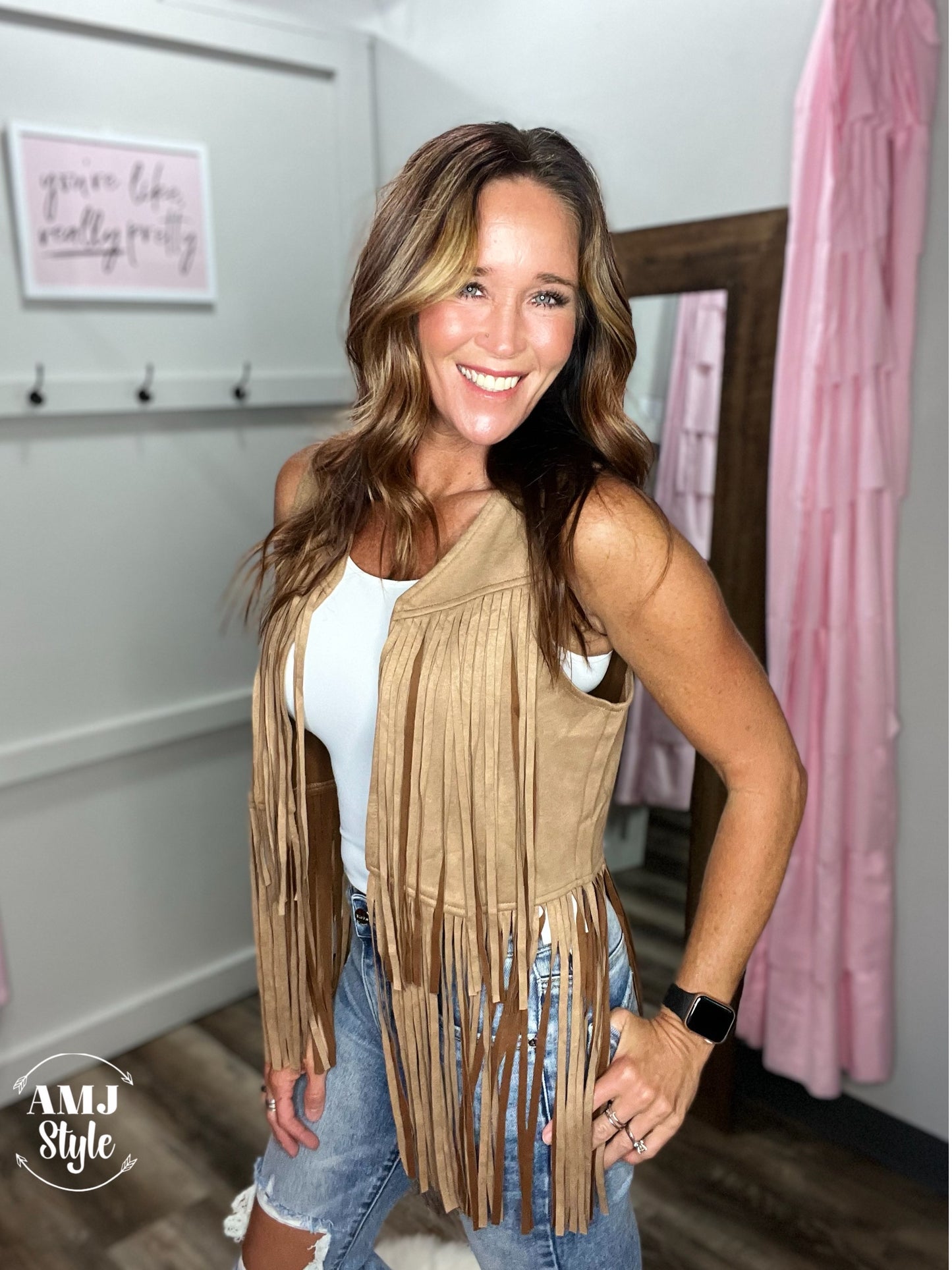 Annie Tassel Vest - Brown