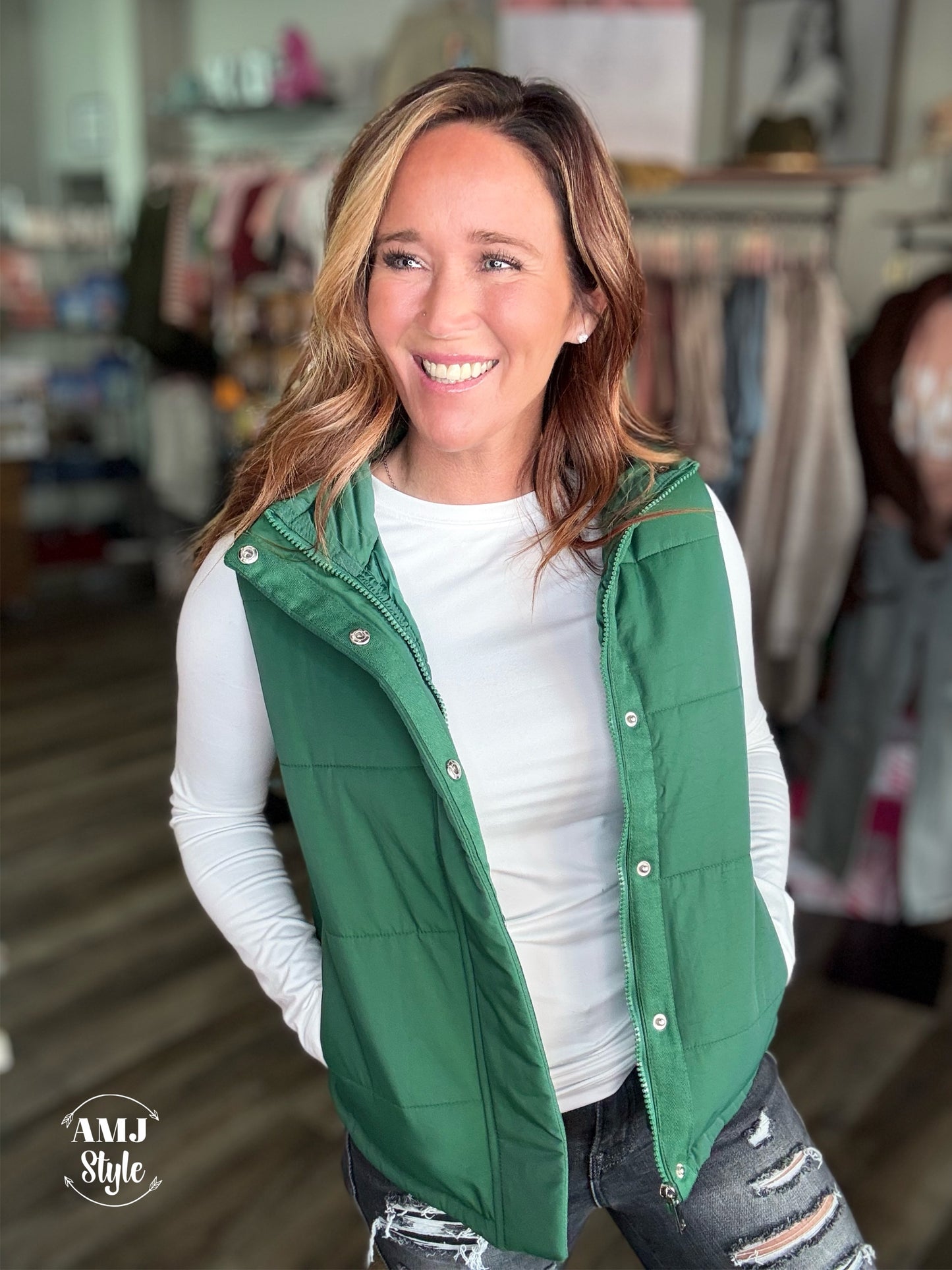 Valley Plush Vest - Dark Green