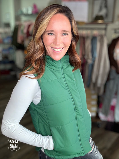 Valley Plush Vest - Dark Green