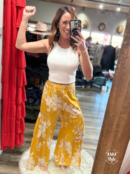 Island Breeze Linen Pants - Yellow