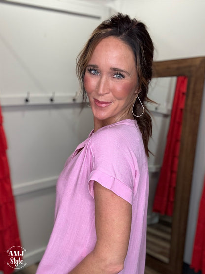 Blush Pink Linen Top